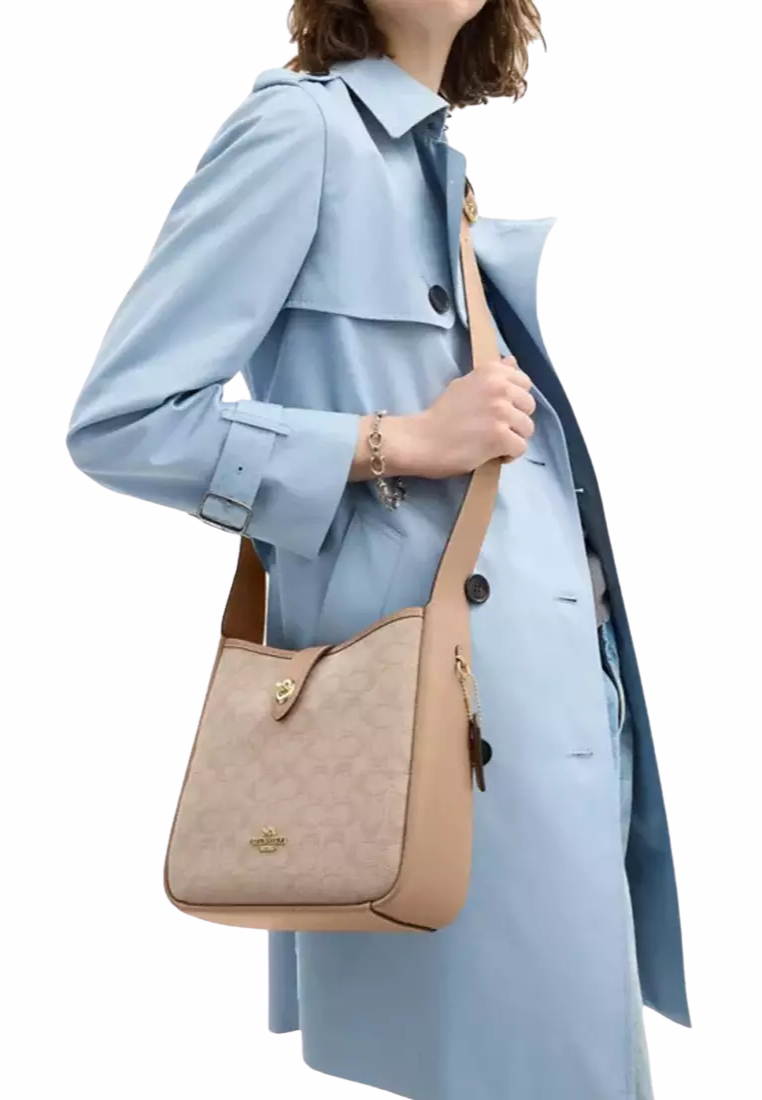 Coach Hadley Convertible In Signature Canvas Crossbody Bag In Dark Natural Multi CAK50