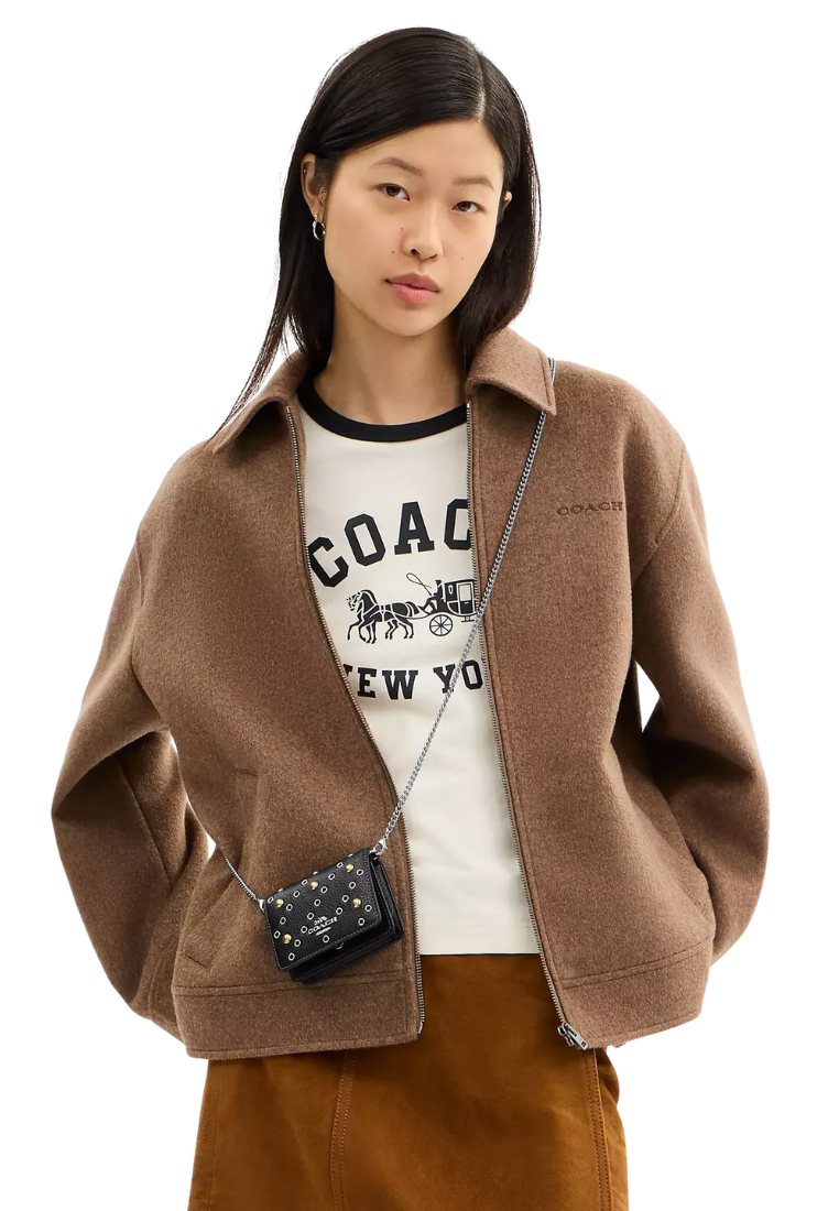 Coach Mini Wallet On A Chain With Rivets In Black Multi CCI80