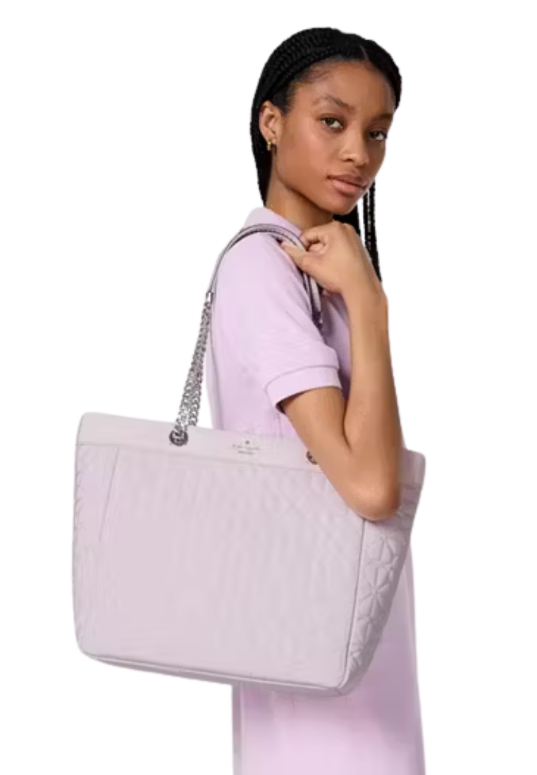 Kate Spade Spade Flower Quilted Nylon Tote Bag In Pale Amethyst Kk074
