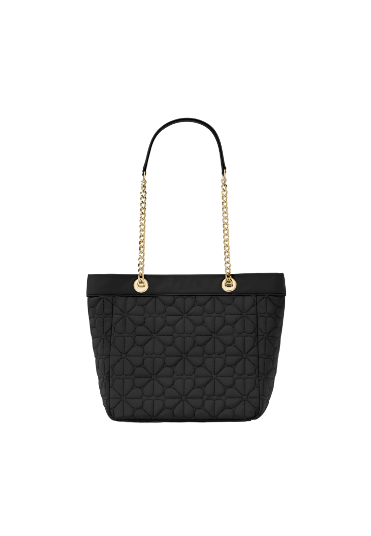 Kate Spade Flower Quilted Fabric Medium Tote Bag In Black KK156