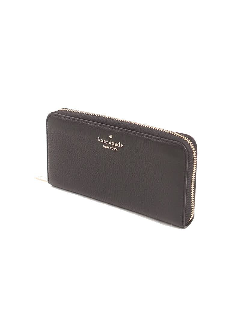 Kate Spade Large Leila WLR00392 Pebble Leather Continental Wallet In Black