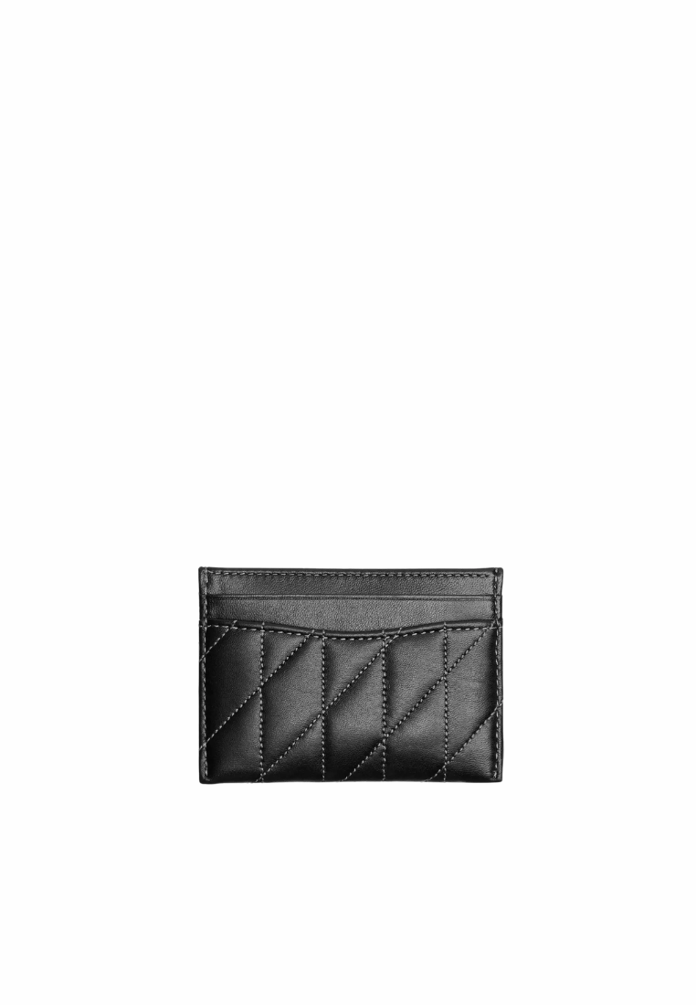 ( PREORDER ) Coach Essential Card Case With Pillow Quilting Card Case In Pewter Black CM434