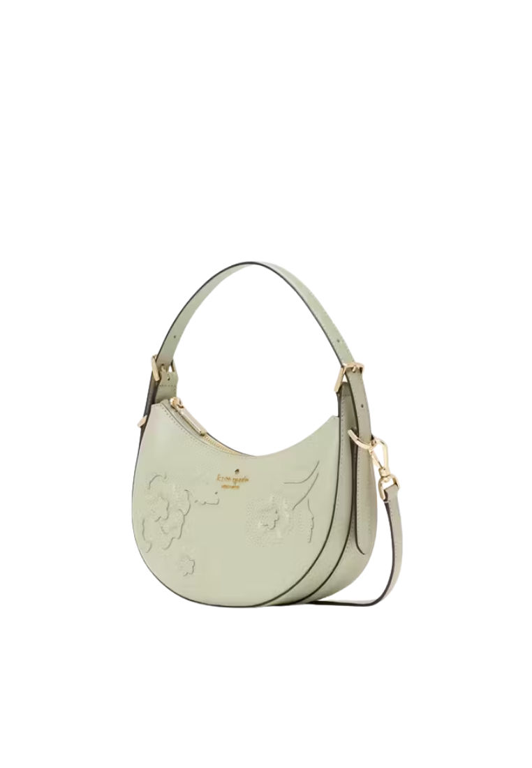 ( PREORDER ) Kate Spade Madison Floral Applique Crescent Shoulder Bag In Sage Bundle KL938