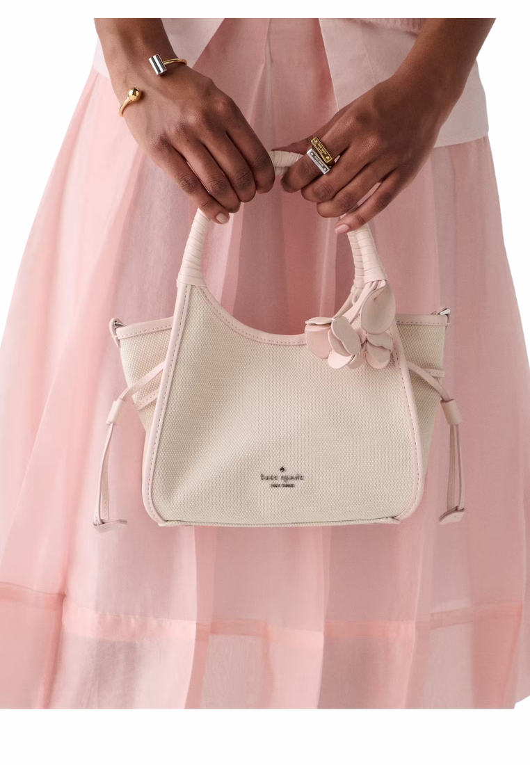 Kate Spade Stash Top handle Canvas Floral Small In Pearl Pink KN646