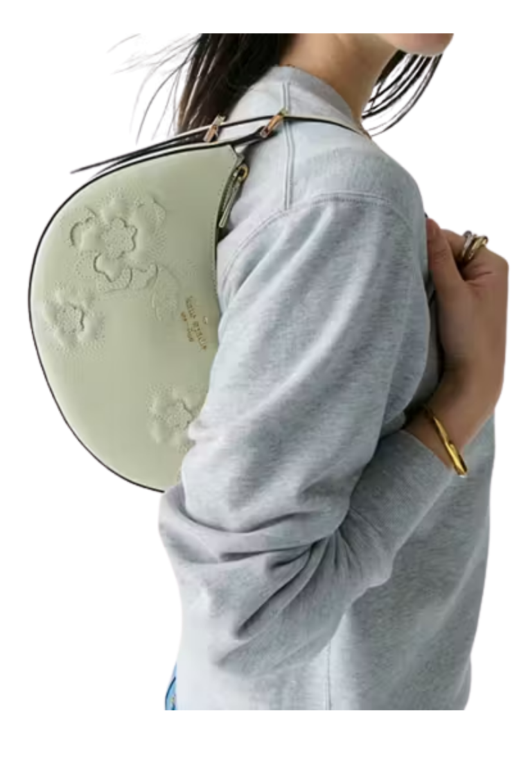 ( PREORDER ) Kate Spade Madison Floral Applique Crescent Shoulder Bag In Sage Bundle KL938