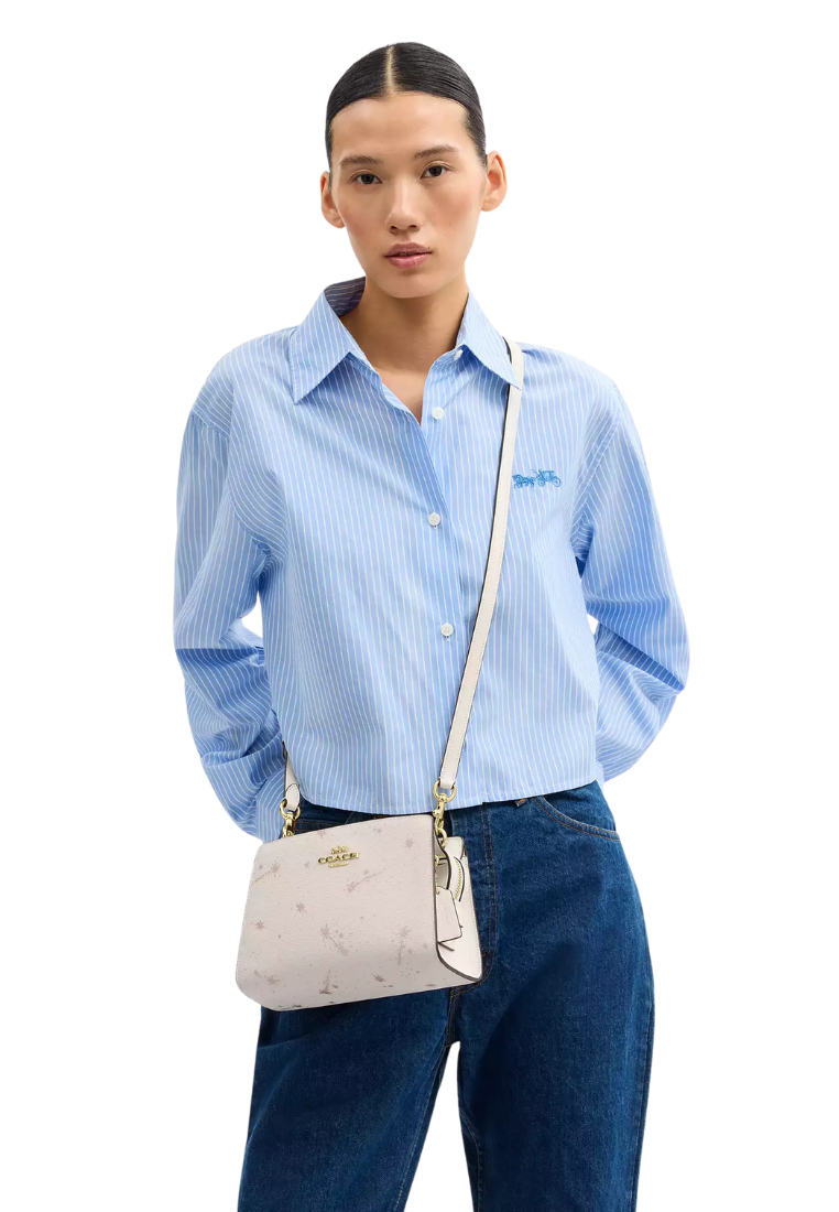 ( PREORDER ) Coach Gia With Star Print Crossbody Bag In Novelty Leather Silver CCK78