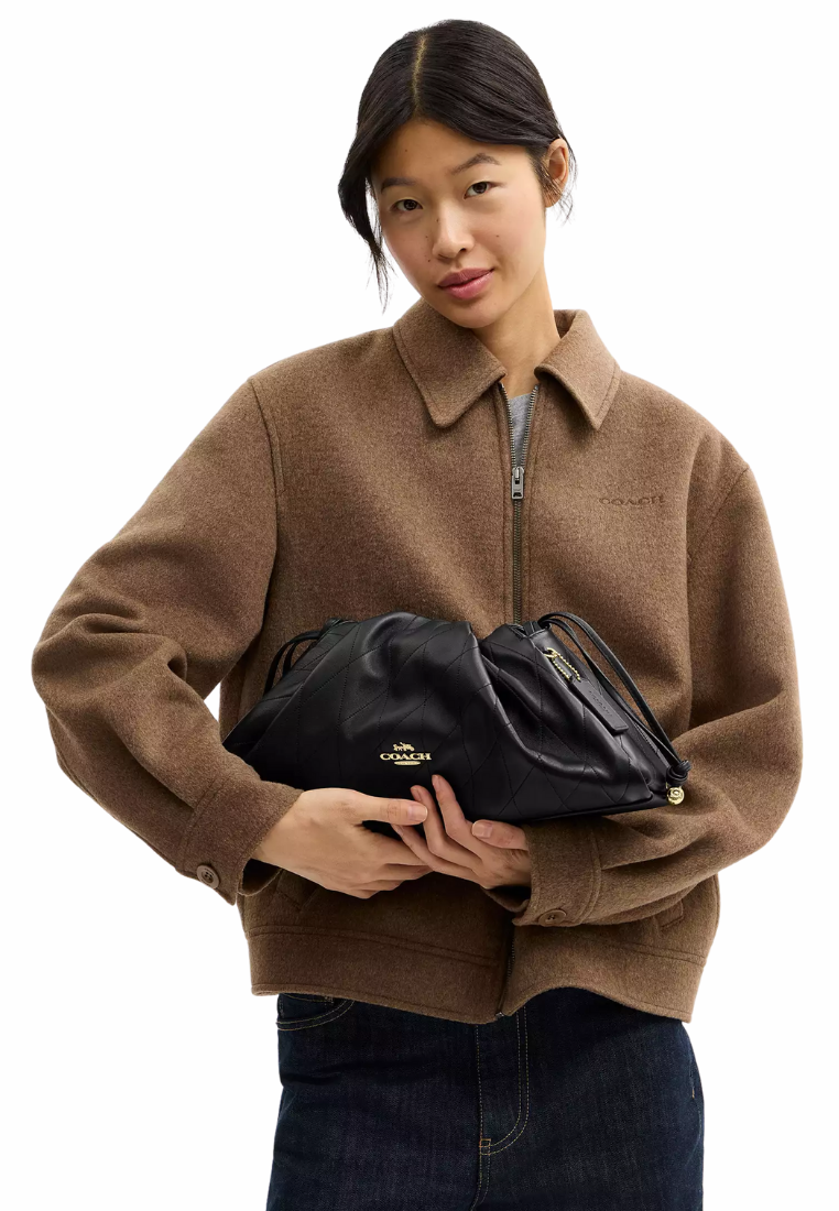 ( PREORDER ) Coach Faye Large With Quilting Shoulder Bag In Gold Black CCZ58