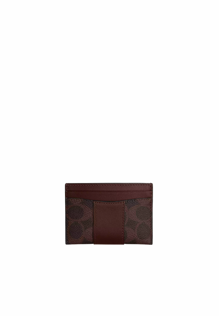 ( PREORDER ) Coach Essential Card Case In Signature Canvas Card Case In Brass Maple CBY80