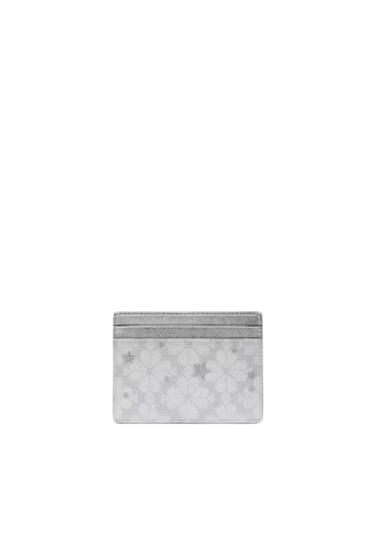 Kate Spade Flower Star Toss Small Slim Card Case In Platinum Grey KJ953