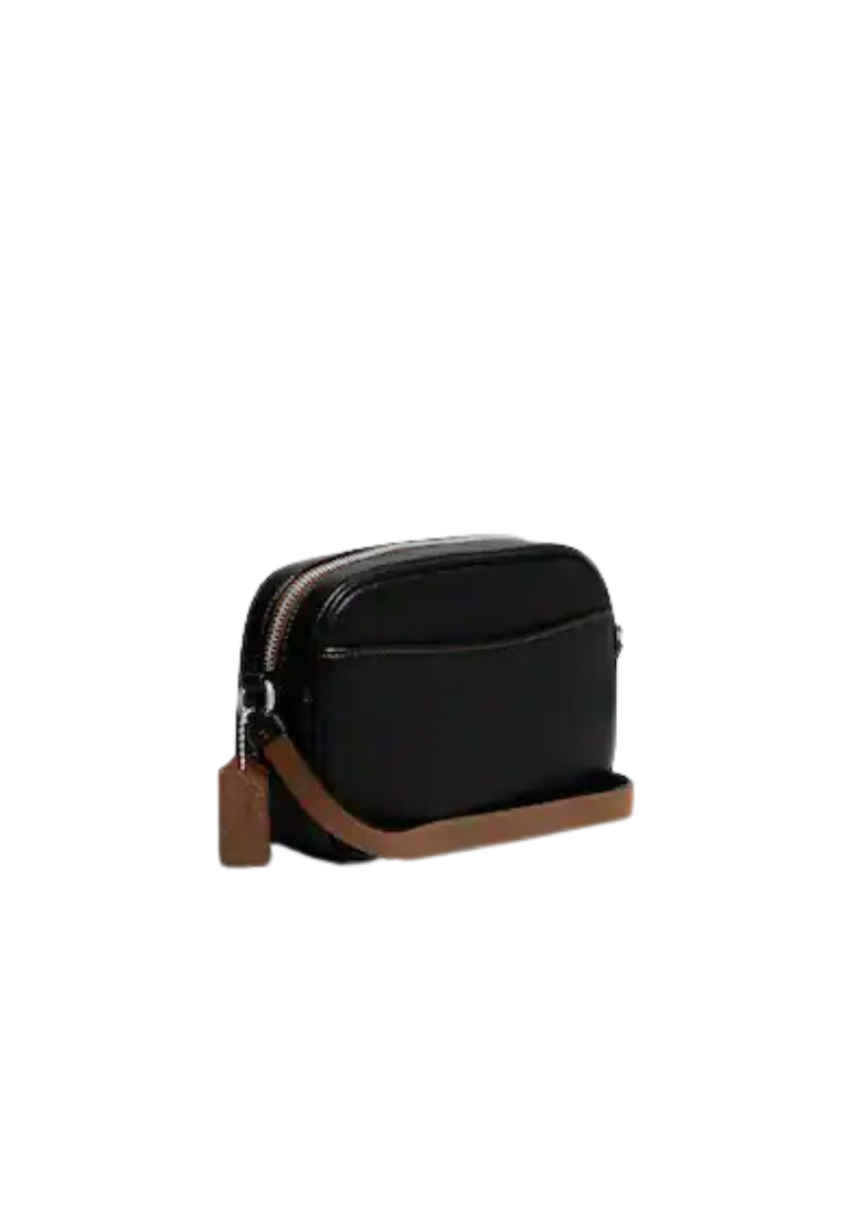 Coach Mini Jamie Camera Crossbody Bag With Coach Stripe In Black Saddle CH308