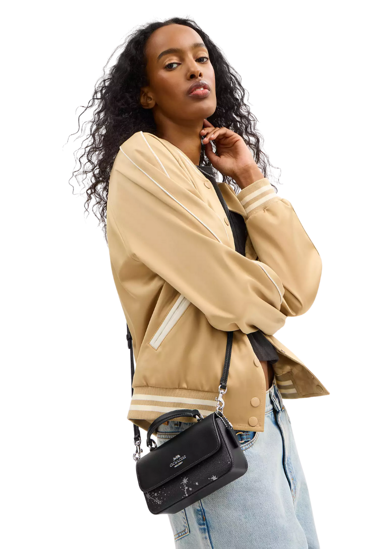 ( PREORDER ) Coach Mini Josie With Star Print Top Handle In Novelty Leather Silver CCK82