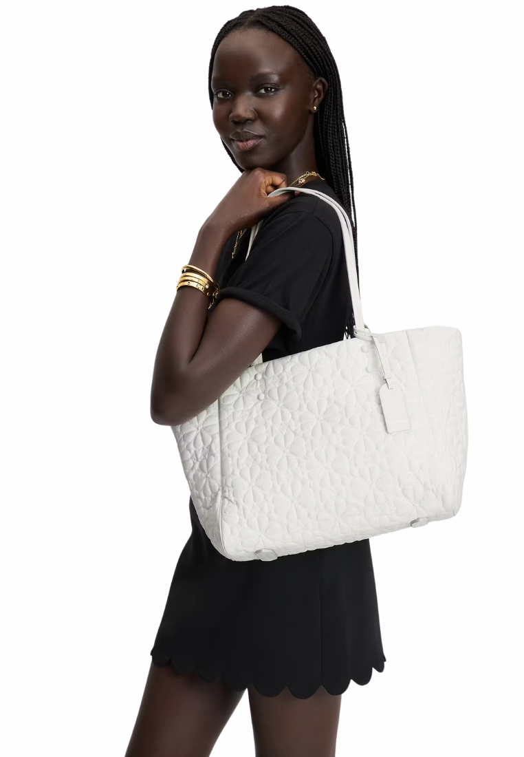 Kate Spade Tilly Tote Bag Quilted Medium In White Dove KL194