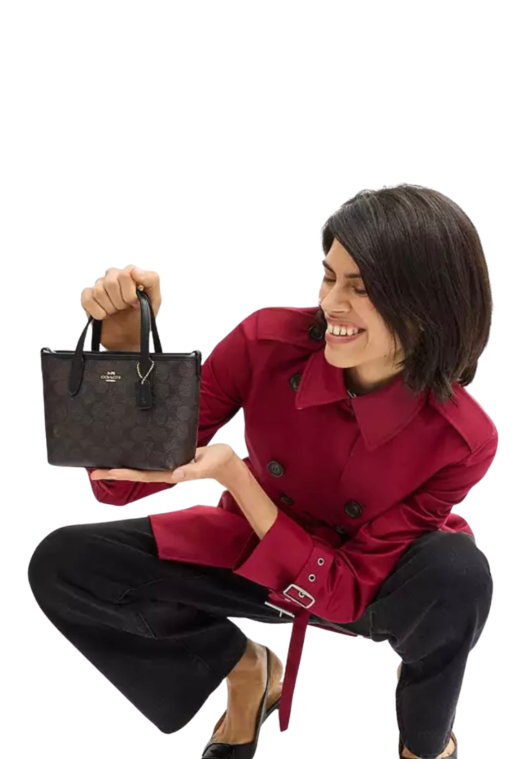 ( PREORDER ) Coach City Mini Tote Bag In Walnut Black CW032