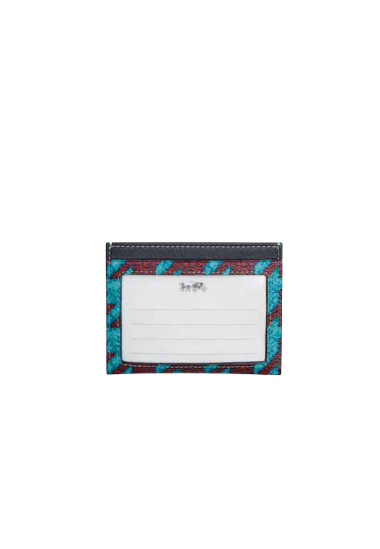 Coach Slim Id Card Case With Houndstooth Print In Teal Wine CJ722