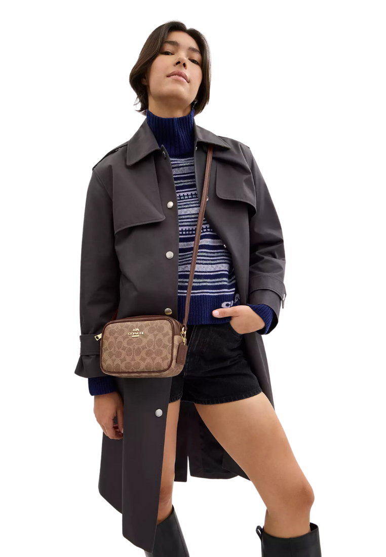 ( PREORDER ) Coach Mini Jamie In Signature Canvas Camera Bag In Tan Brown CY752