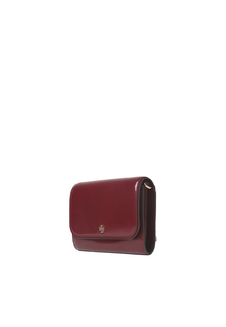 Tory Burch Emerson Patent Chain Crossbody Bag In Royal Burgundy 139427