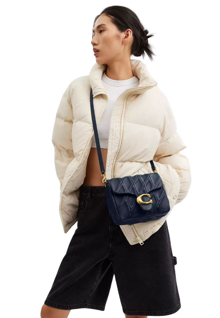 ( PREORDER ) Coach Times Square Tabby With Quilted Shoulder Bag In Dark Navy CW629