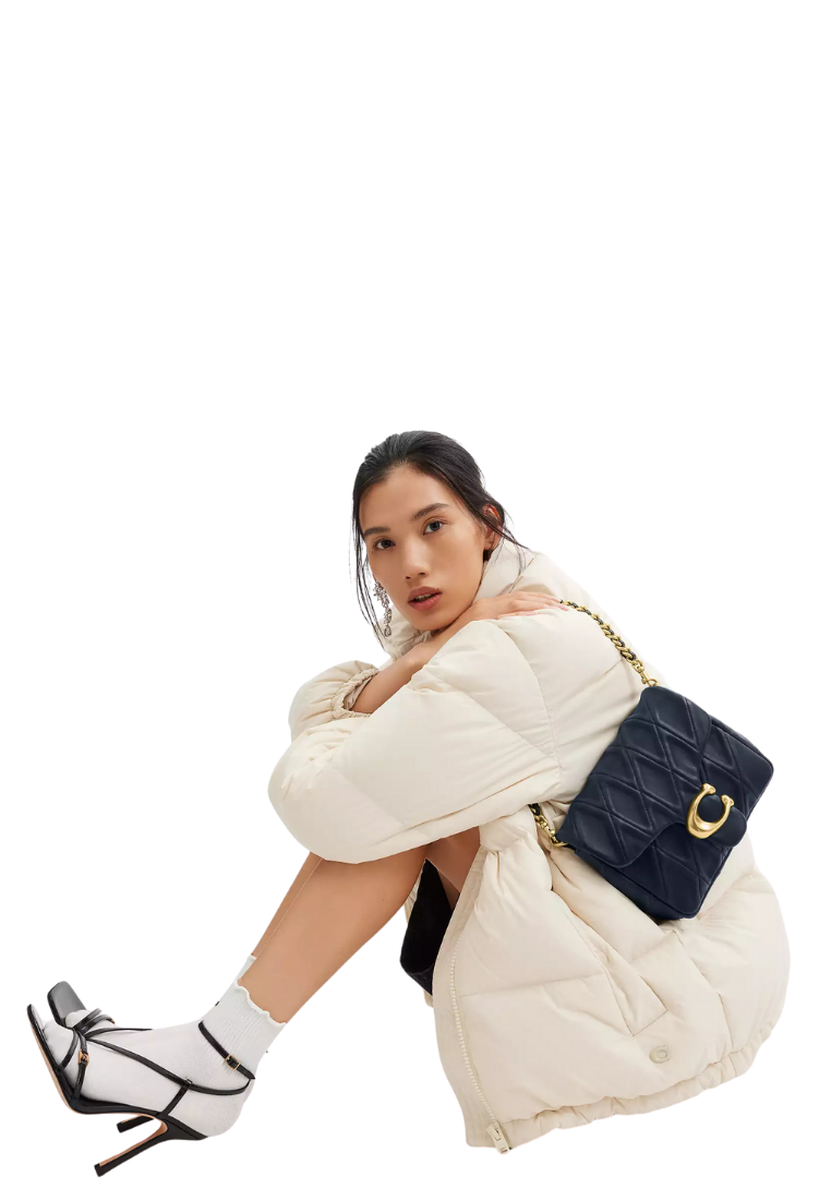 ( PREORDER ) Coach Times Square Tabby With Quilted Shoulder Bag In Dark Navy CW629