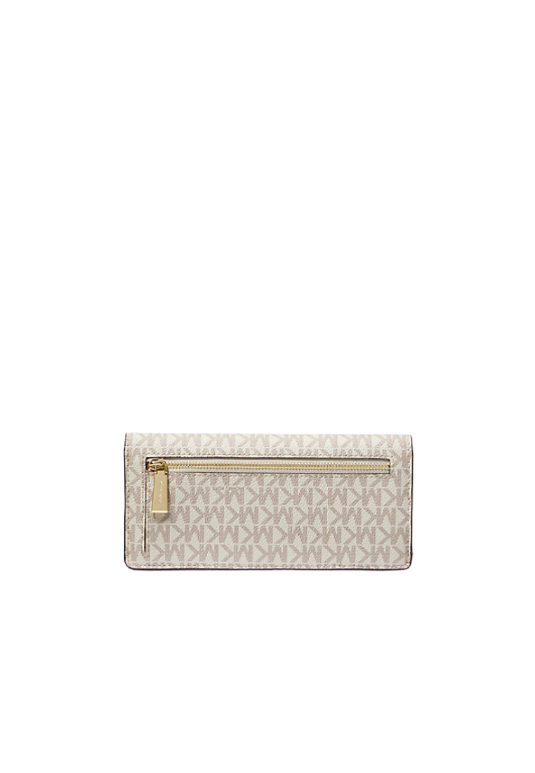 ( PREORDER ) Michael Kors Jet Set Large Signature Logo Snap-Front Wallet In Vanilla Acorn 32S4GJ6E7B