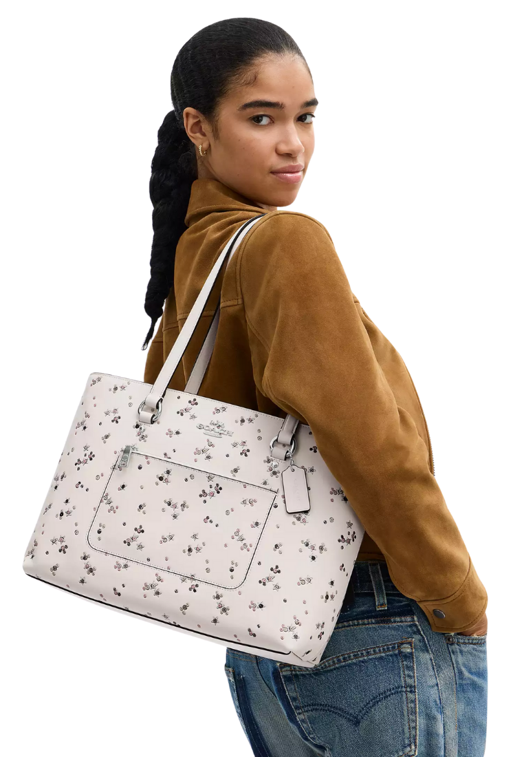 ( PREORDER ) Coach Station With Star Print Tote Bag In Silver CCE99