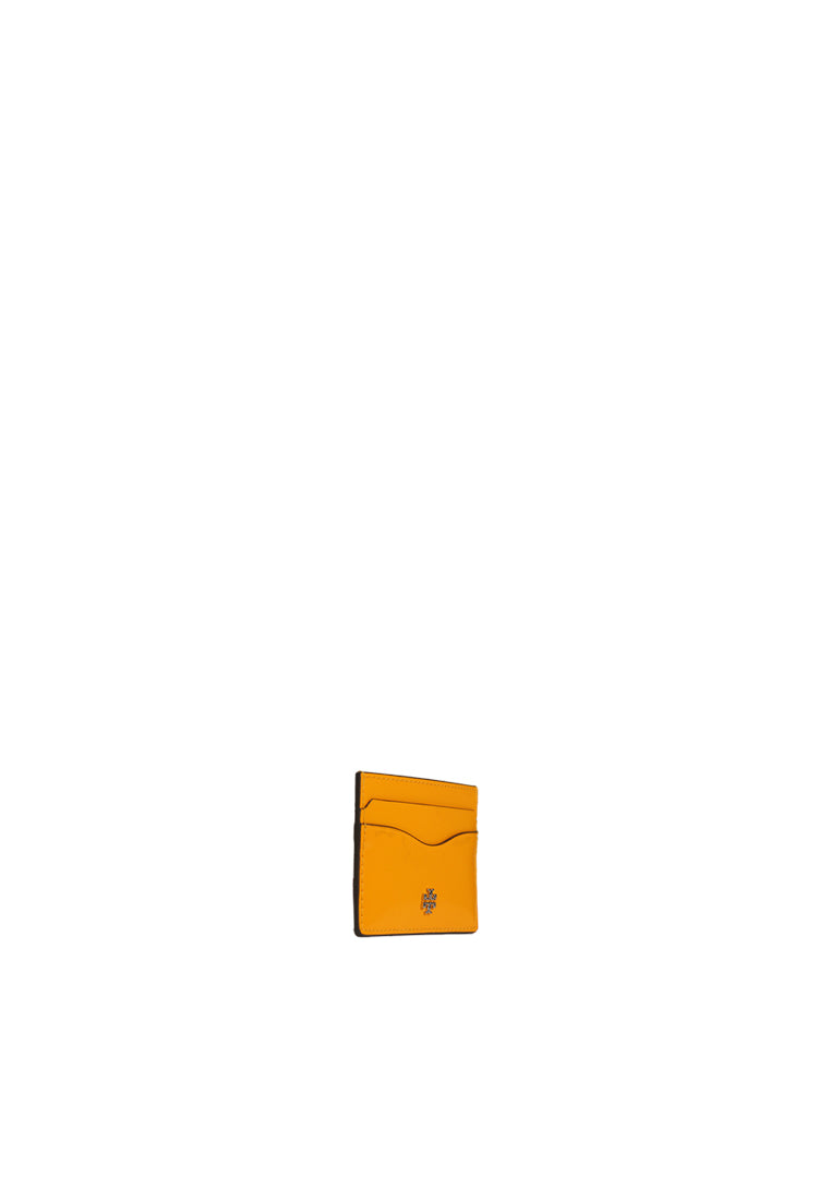 ( AS IS ) Tory Burch Emerson Patent Slim Card Case In Bright Squash 139340