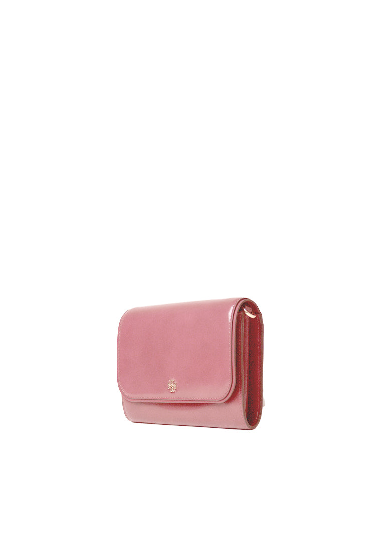 Tory Burch Emerson Patent Chain Crossbody Bag In Pink Ginger 139427