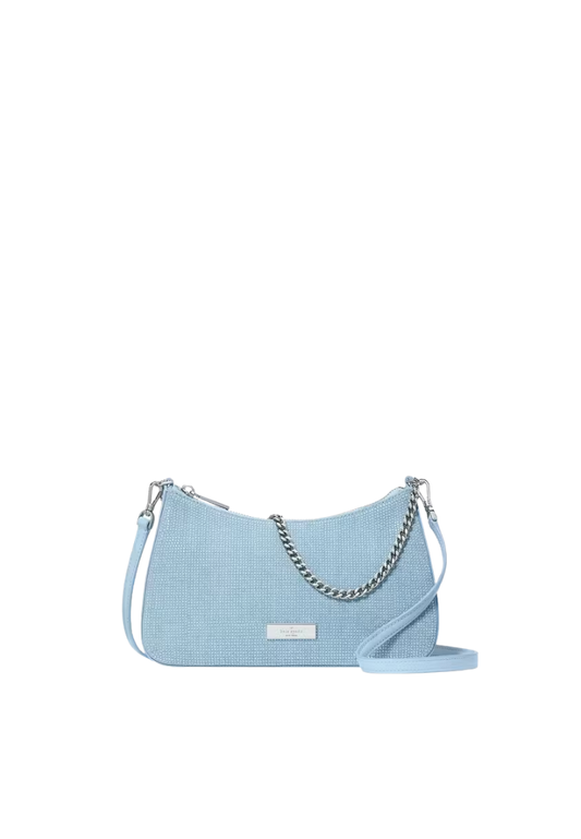 ( PREORDER ) Kate Spade Madison Studded Denim Convertible Crossbody Bag In Blue Multicolor KK203