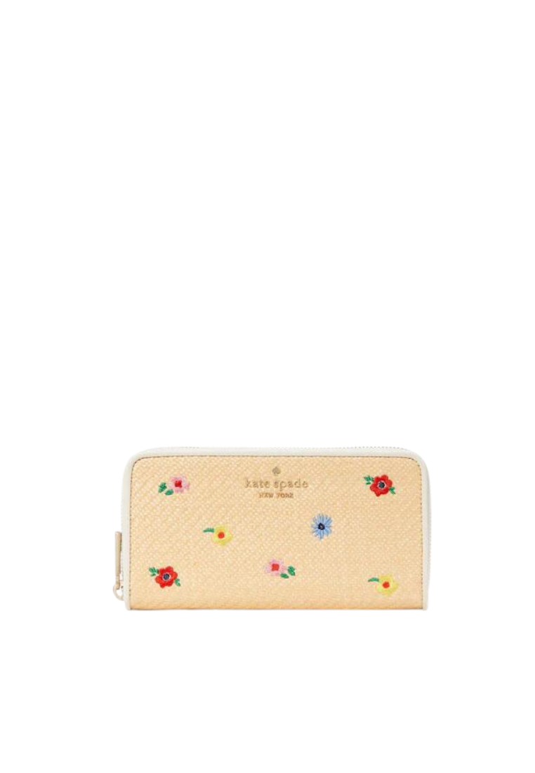 Kate Spade Staci Garden Large Wallet Bouquet Straw In Multi KB533