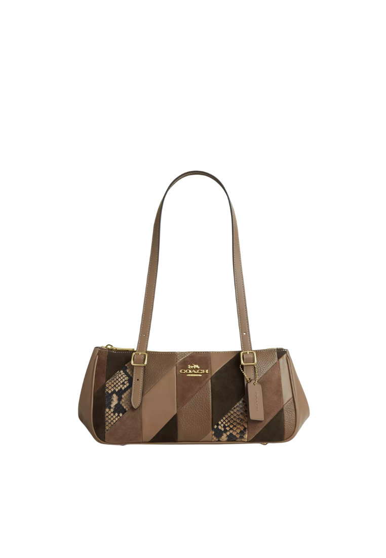 ( PREORDER ) Coach Asher With Patchwork Shoulder Bag In Mushroom Multi CCJ05