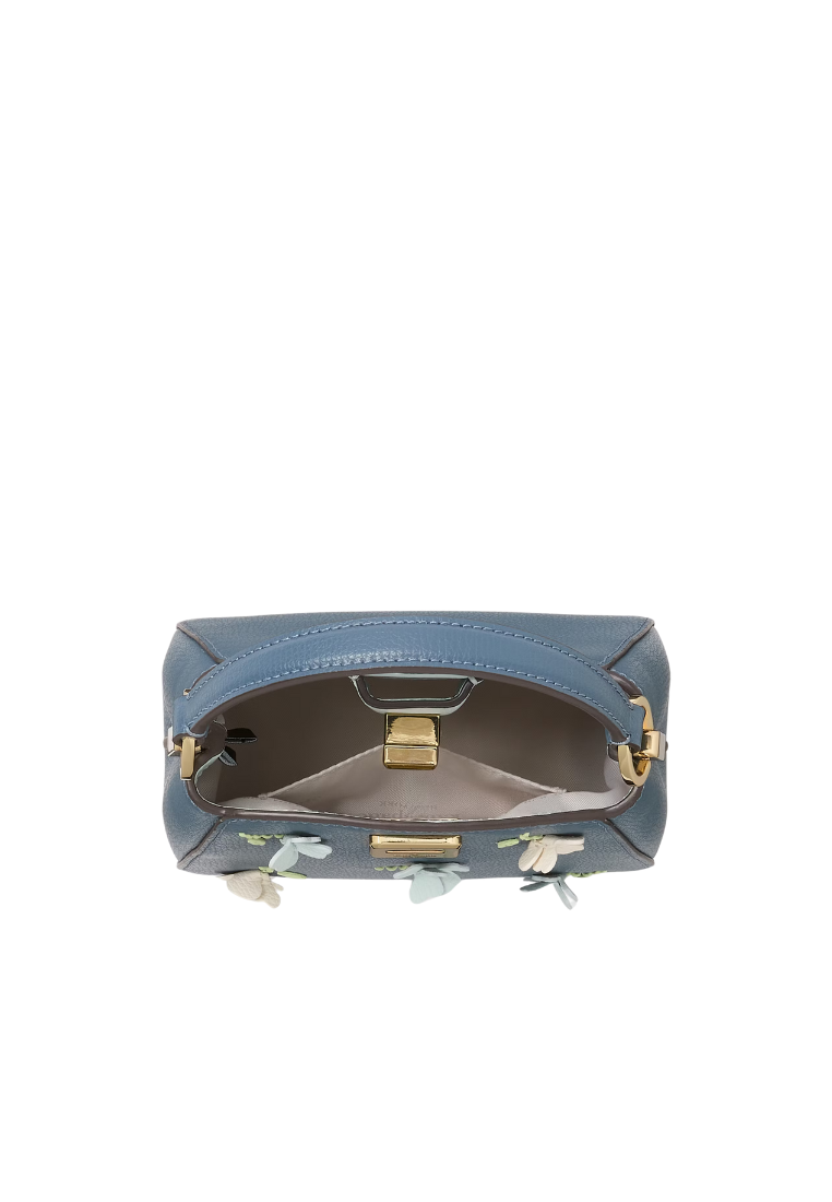 Kate Spade Phoebe Floral Applique Mini Top Handle In Blue Stone KK139