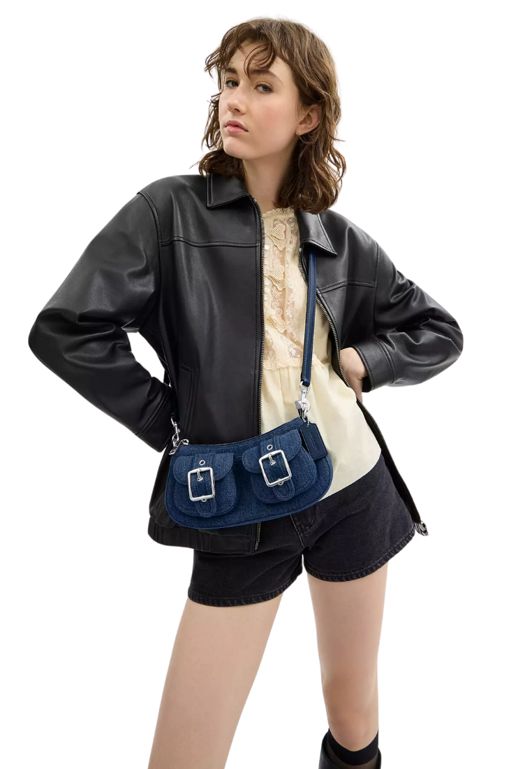 ( PREORDER ) Coach Ashton Shoulder Bag In Denim Silver CAK44