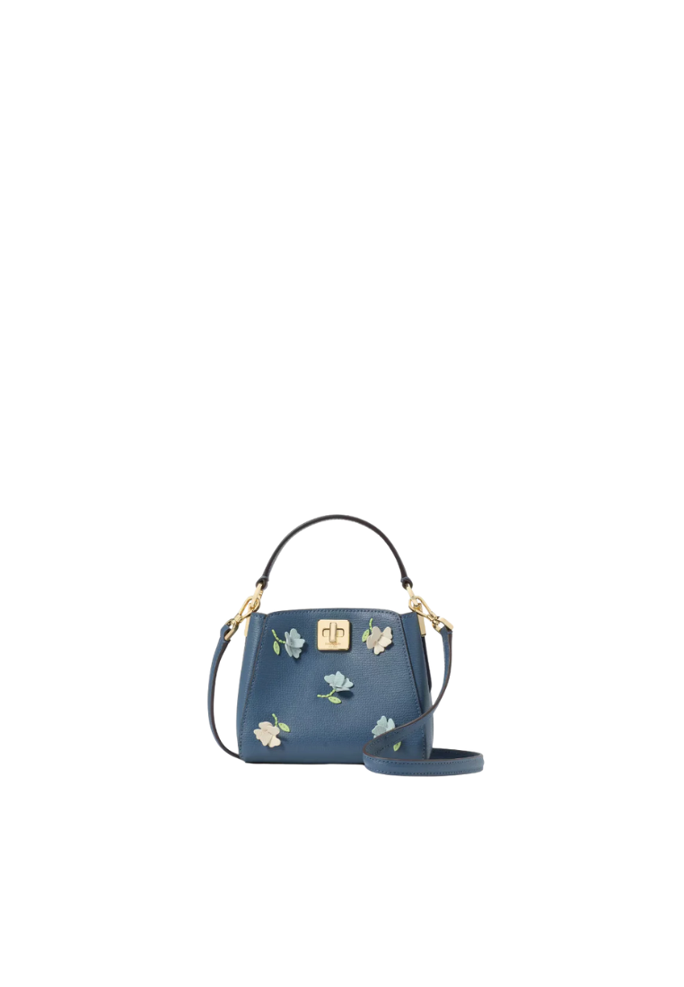 Kate Spade Phoebe Floral Applique Mini Top Handle In Blue Stone KK139