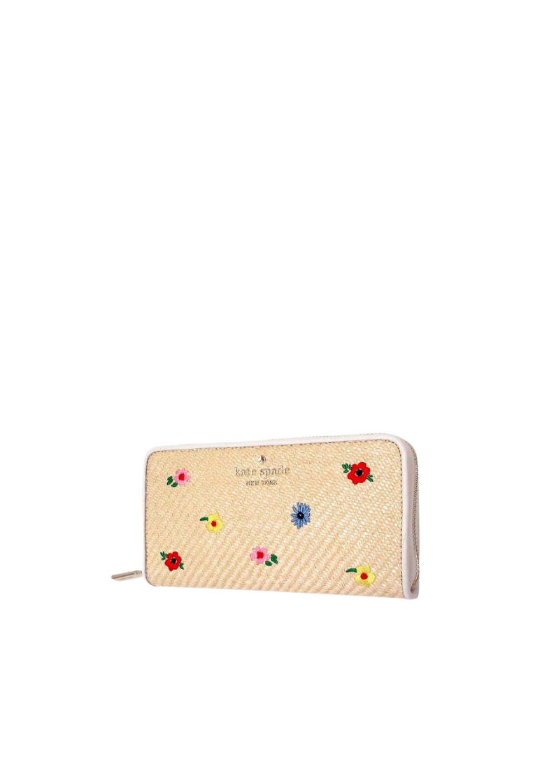 Kate Spade Staci Garden Large Wallet Bouquet Straw In Multi KB533