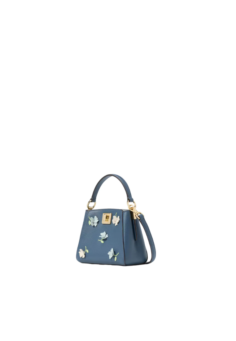 Kate Spade Phoebe Floral Applique Mini Top Handle In Blue Stone KK139