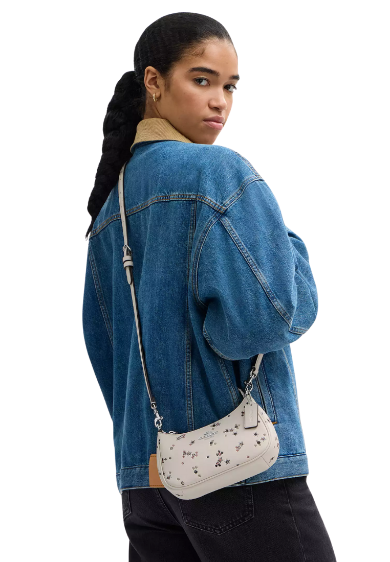 ( PREORDER ) Coach Teri Mini With Star Print Crossbody Bag In Silver CCE46