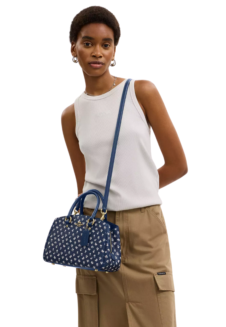( PREORDER ) Coach Savannah Small With Floral Print Carryall Bag In Deep Blue Multi CBI55