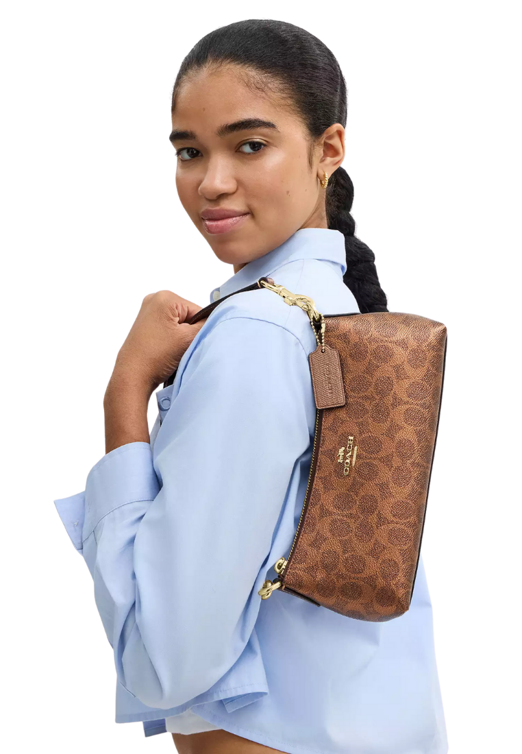 ( PREORDER ) Coach Charlotte In Signature Canvas Shoulder Bag In Brown Copper CCL40