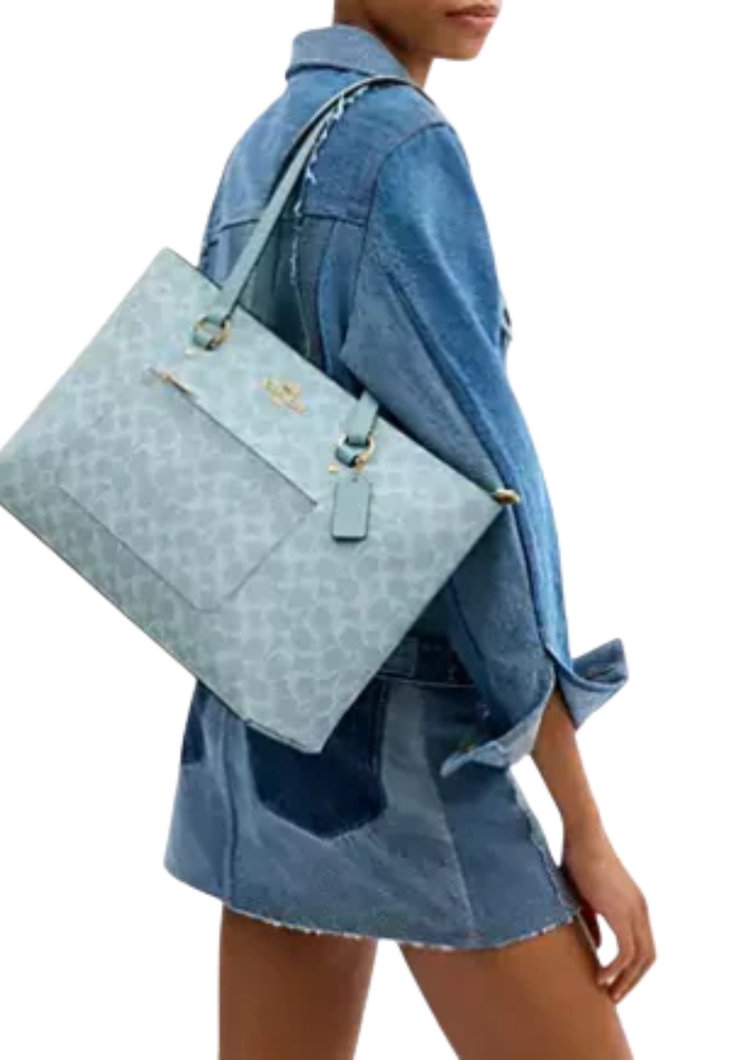 Coach Station Tote Bag In Signature Canvas In Light Blue CCD69
