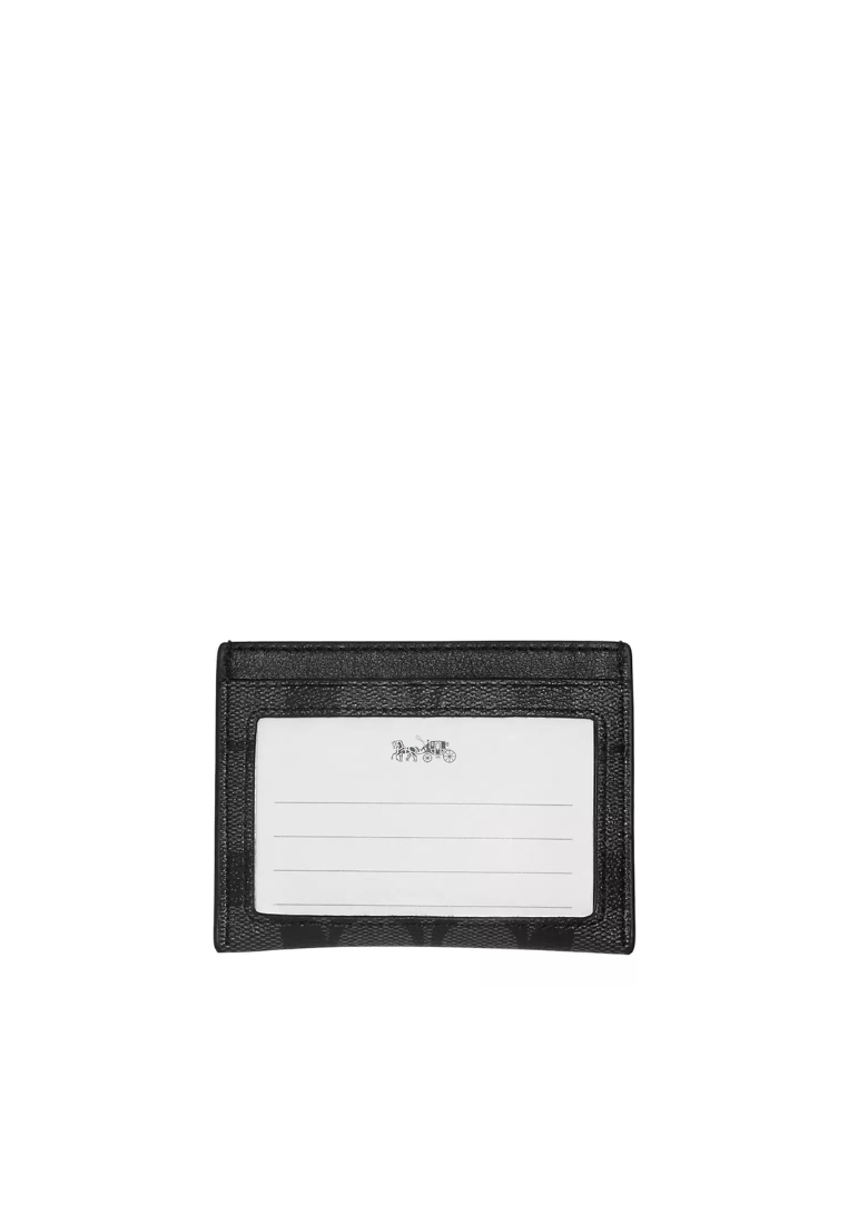 Coach Boxed Card Case And Belt In Colorblock Signature Canvas In Charcoal Black CQ082