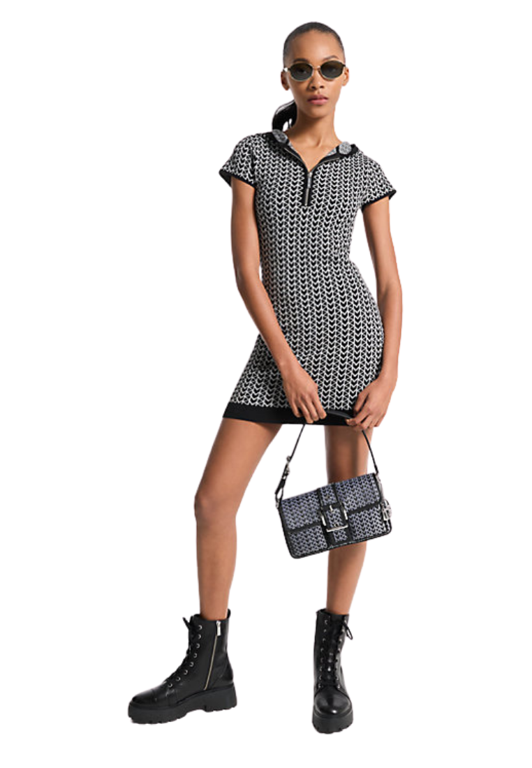 ( PREORDER ) Michael Kors Colby Medium MK2000 Logo Jacquard Shoulder bag In Black 30T5SBAL8J