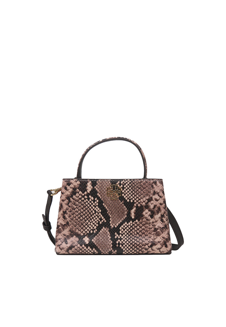 Tory Burch Britten Snake Embossed Mini Satchel Bag In Shell Pink 162838