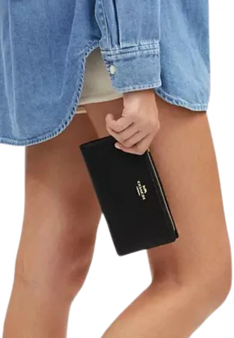 ( PREORDER ) Coach Slim Zip Wallet Purse In Black CK444