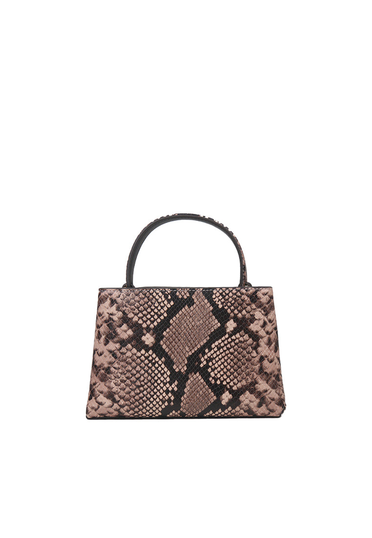 Tory Burch Britten Snake Embossed Mini Satchel Bag In Shell Pink 162838