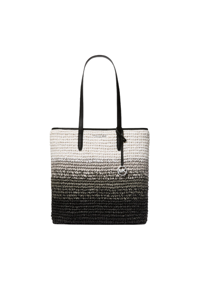 Michael Kors The Michael Ombre Straw Tote Bag In Black Noir 35S5S01T3W