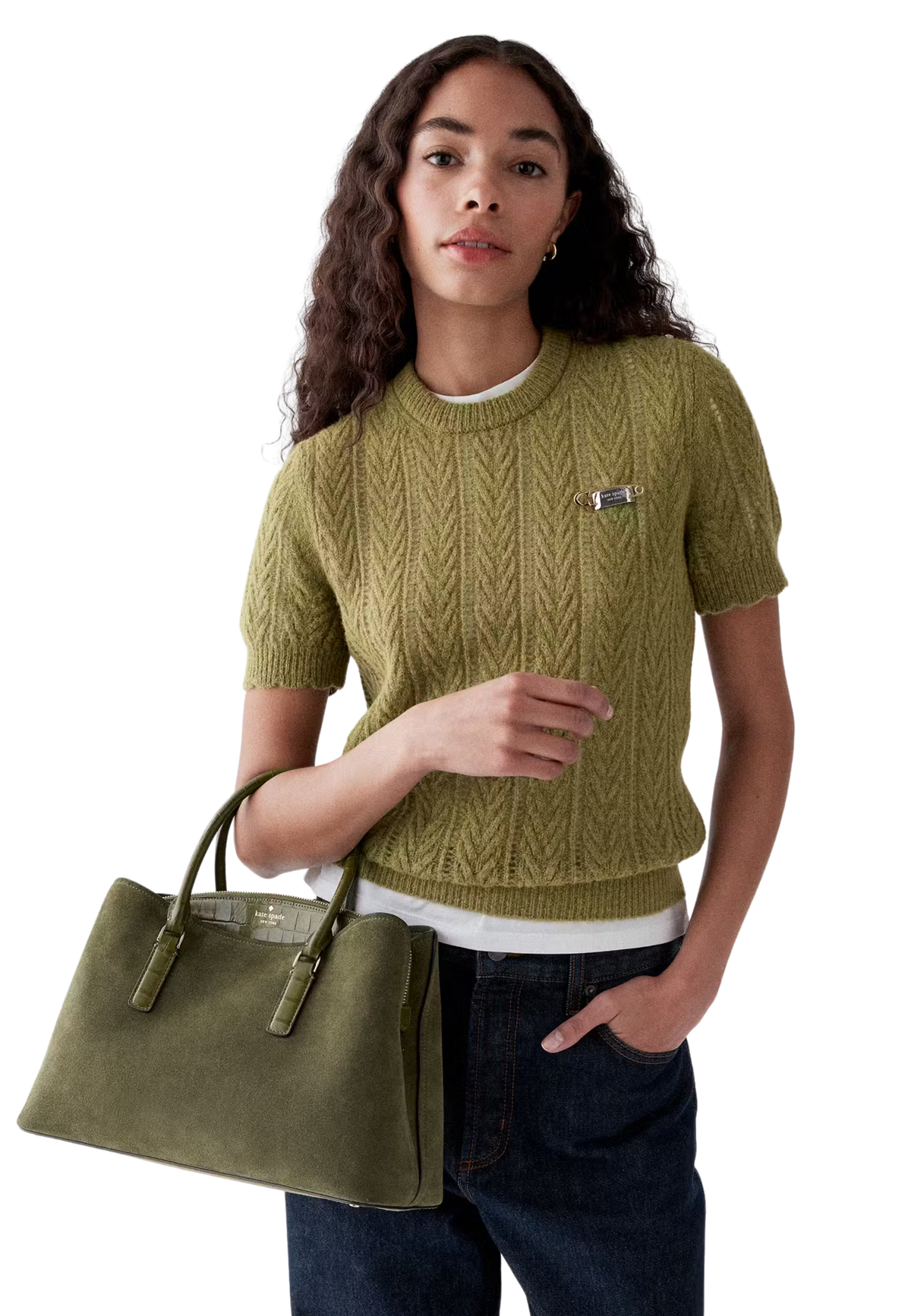 Kate Spade Thompson Street Suede And Croc Satchel Bag In Enchanted KP185