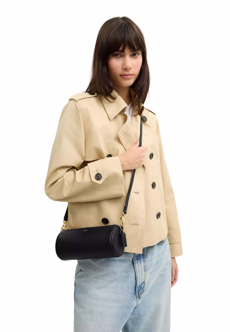 ( PREORDER ) Coach Barrel Bag Shoulder Bag In Brass Black CDY80
