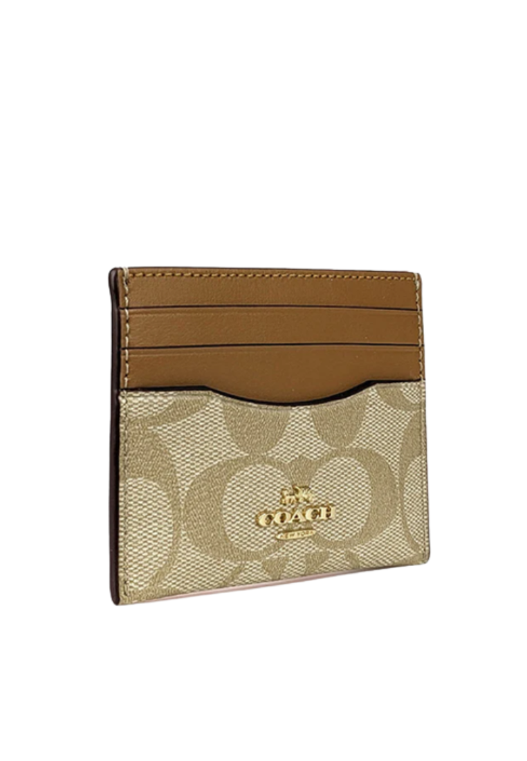 Coach Slim Id Card Case CH415 In Signature Canvas In Light Saddle