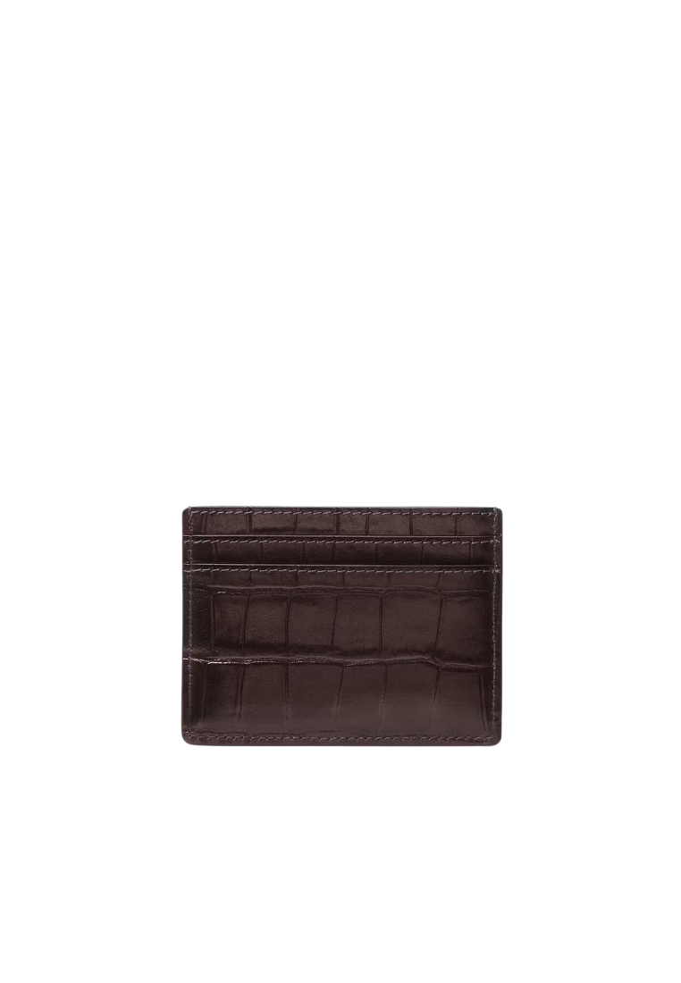 ( PREORDER ) Kate Spade Madison Croc Embossed Small Slim Card Holder In Hot Fudge KM621