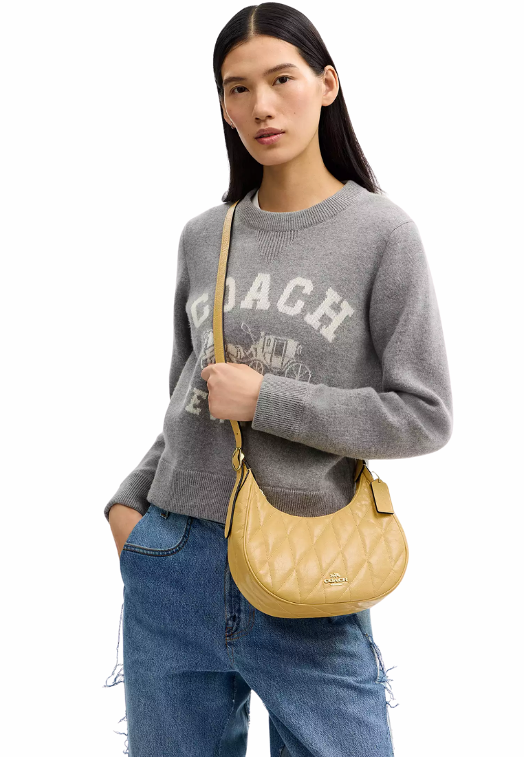 ( PREORDER ) Coach Emily With Quilting Shoulder Bag In Soft Yellow CDX21