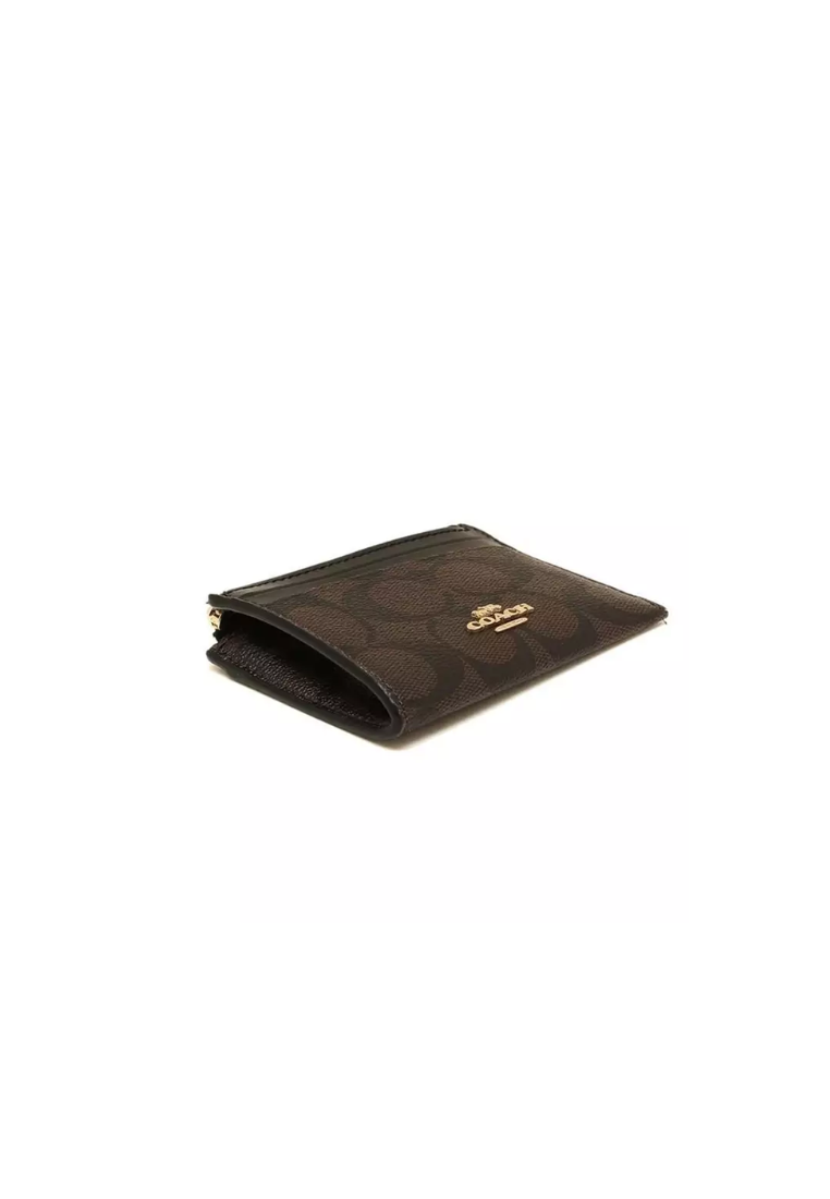 Coach Mini Signature Skinny 88208 ID Card Case In Brown Black